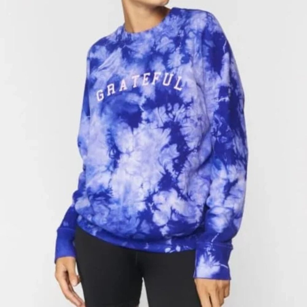 Spiritual Gangster Grateful Classic Crew Sweatshirt Royal Cloud Tie Dye Size XS